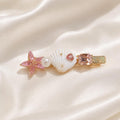 Pink Starfish Hair Clip, White Sea Shell Barrette, Pastel Mermaidcore Alligator Pinch, Whimsical Coastal Beach Vacation Accessories