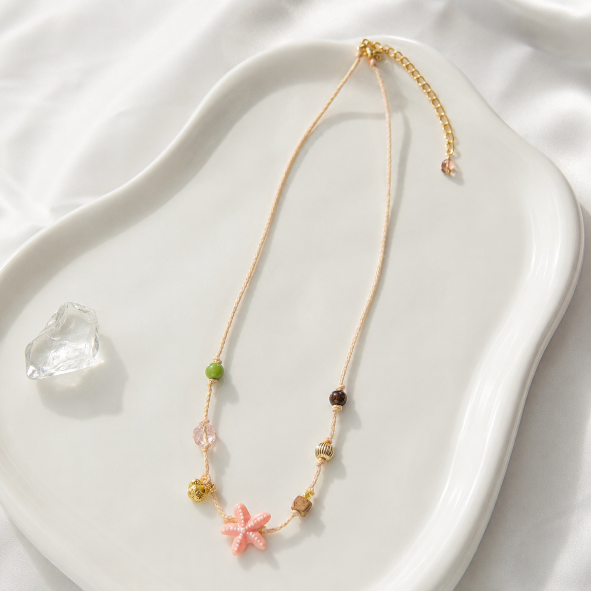 Coral Starfish Cord Necklace