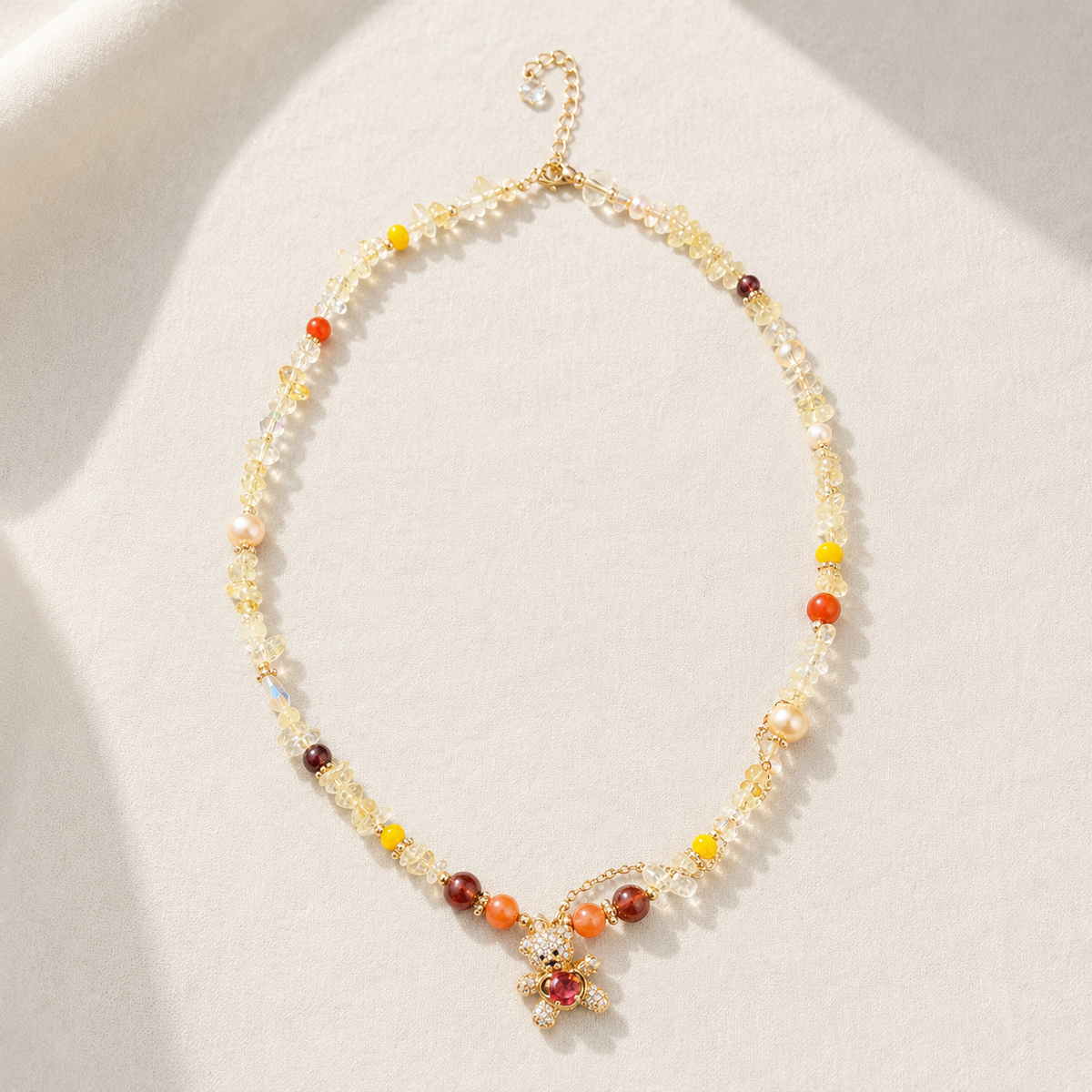 Honey Teddy Charm Necklace