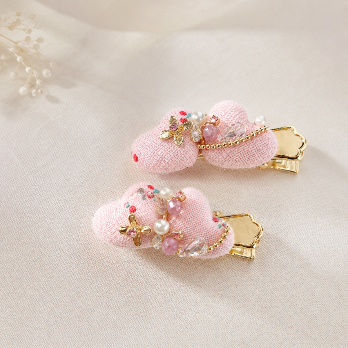 Blush Butterfly Bow Hair Clip Set