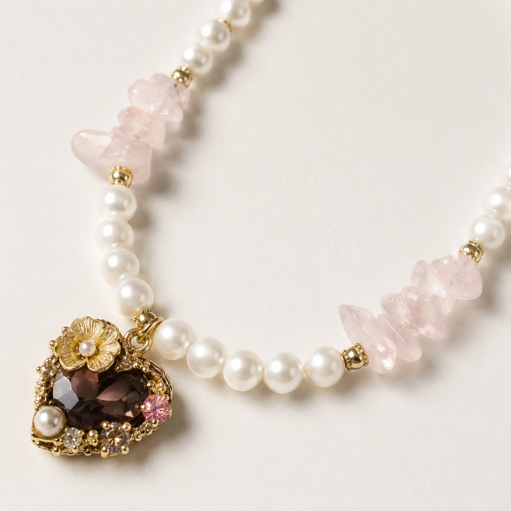 Blush Pearl Heart Pendant Necklace