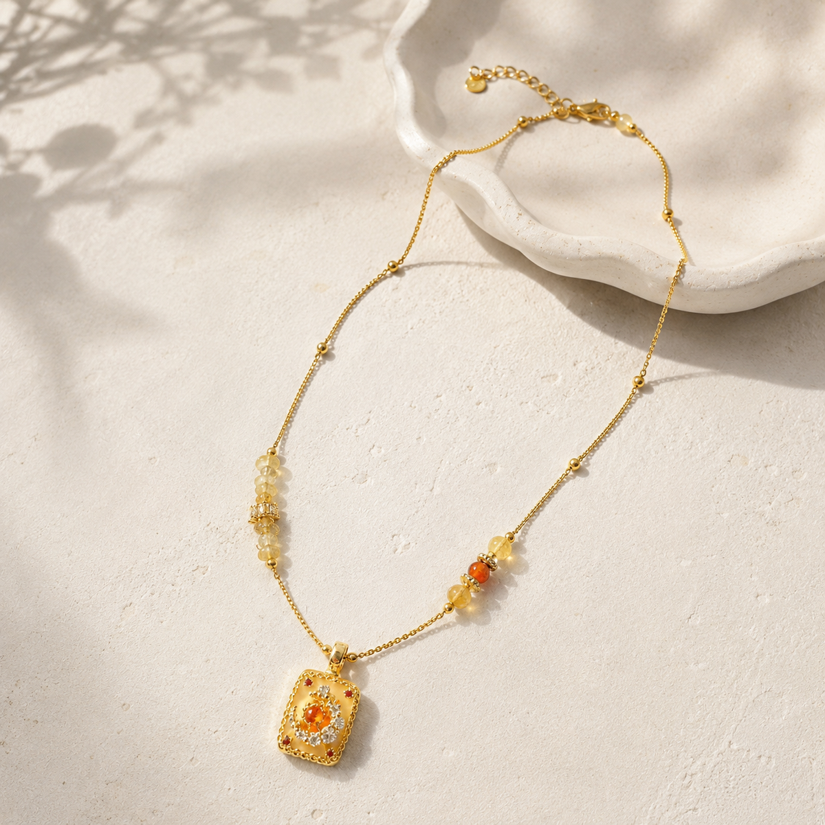 Golden Ember Pendant Necklace