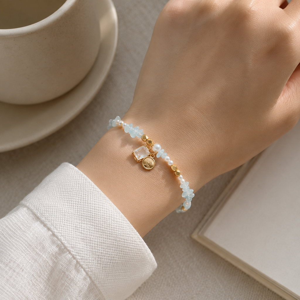 Aqua Meadow Charm Bracelet