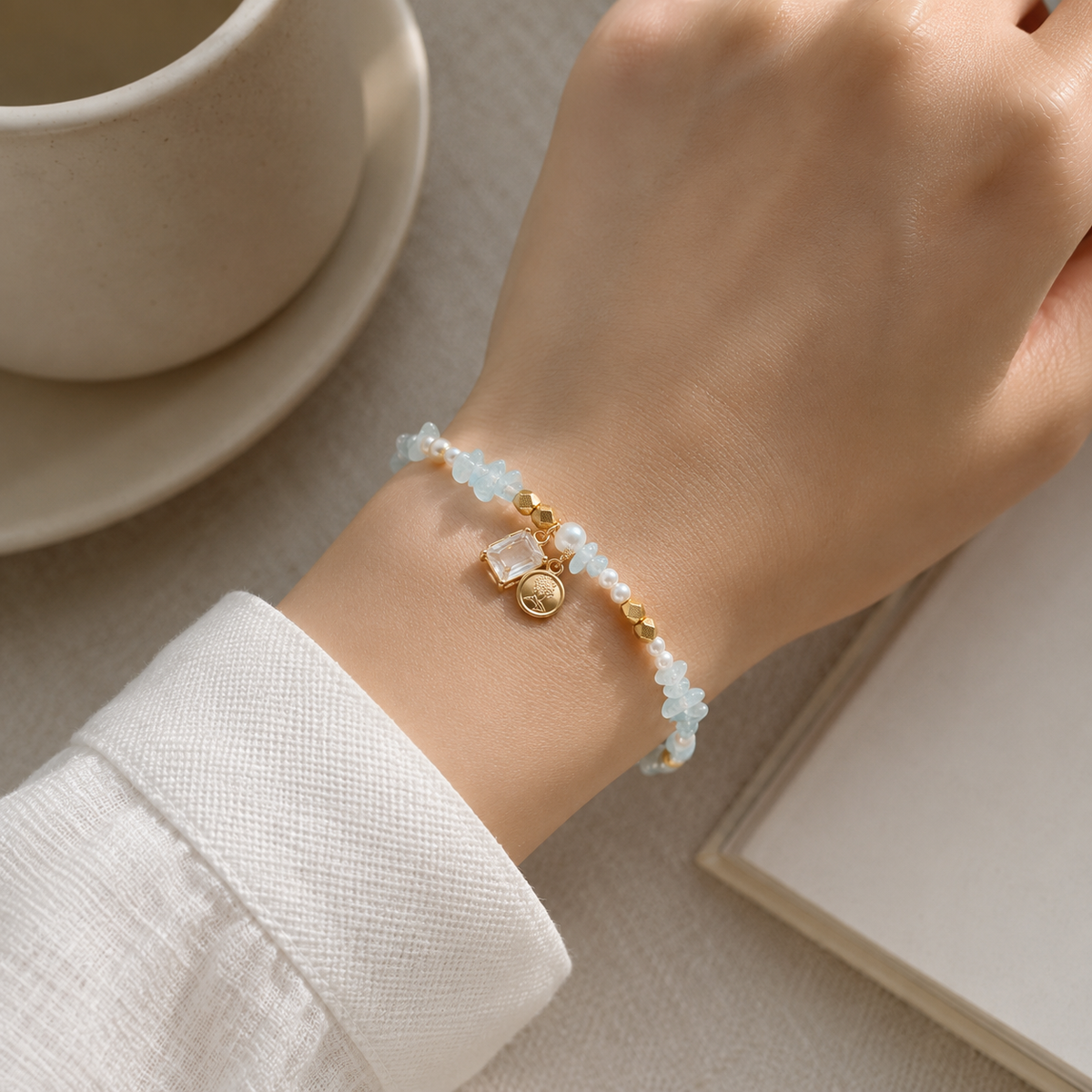 Aqua Meadow Charm Bracelet