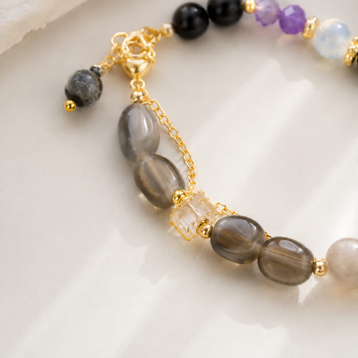 Midnight Amethyst Charm Bracelet