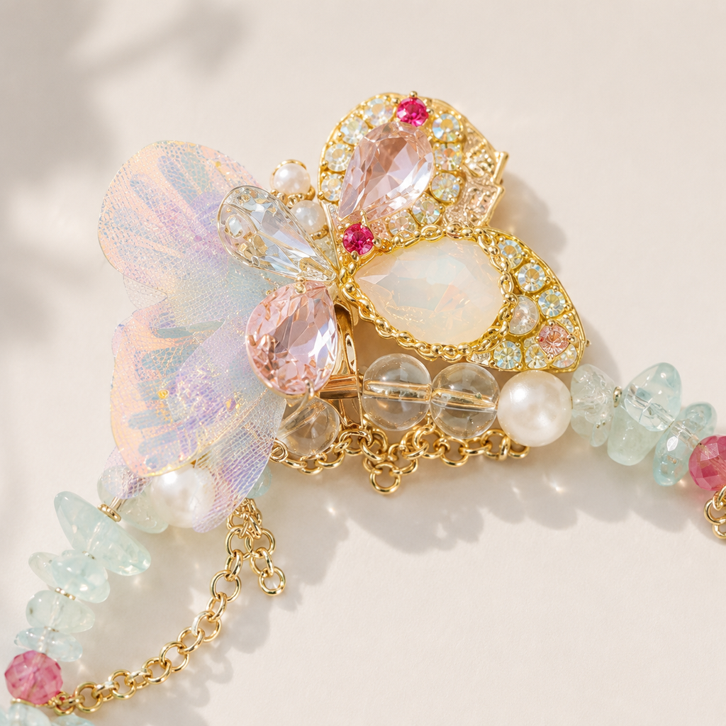 Iridescent Butterfly Garden Necklace