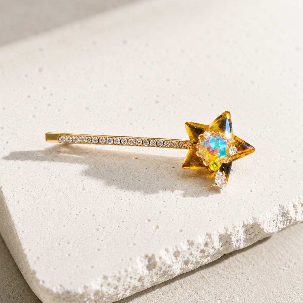 Amber Starlight Crystal Hair Pin