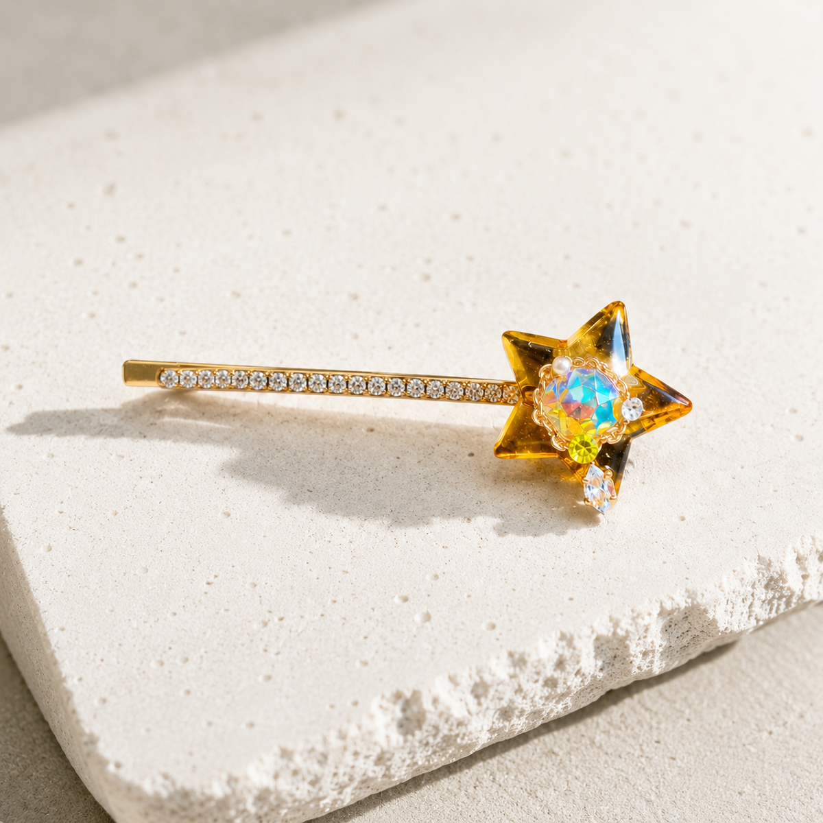 Amber Starlight Crystal Hair Pin