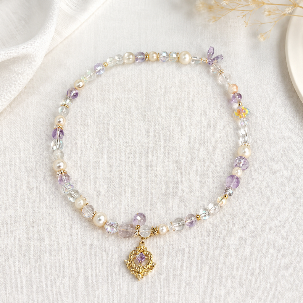 Lavender Crown Pearl Necklace