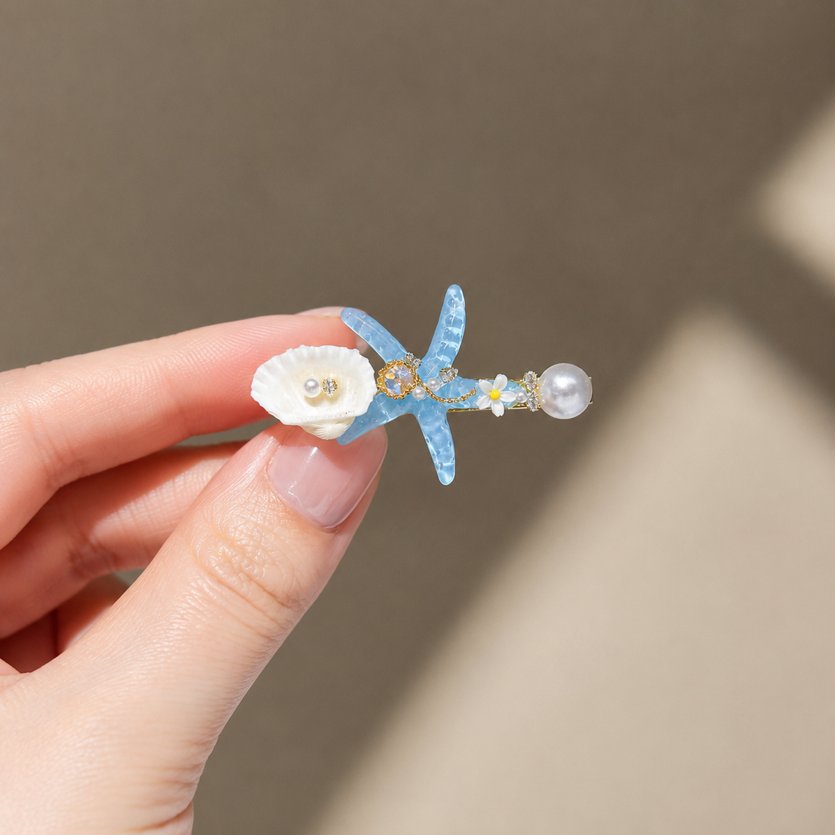 Ocean Starfish Pearl Hair Clip