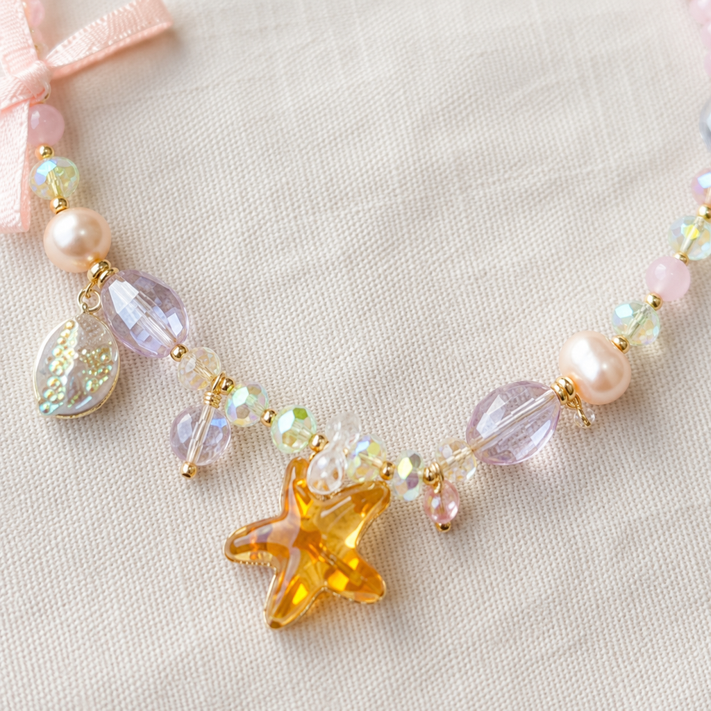 Pink Star Ribbon Necklace