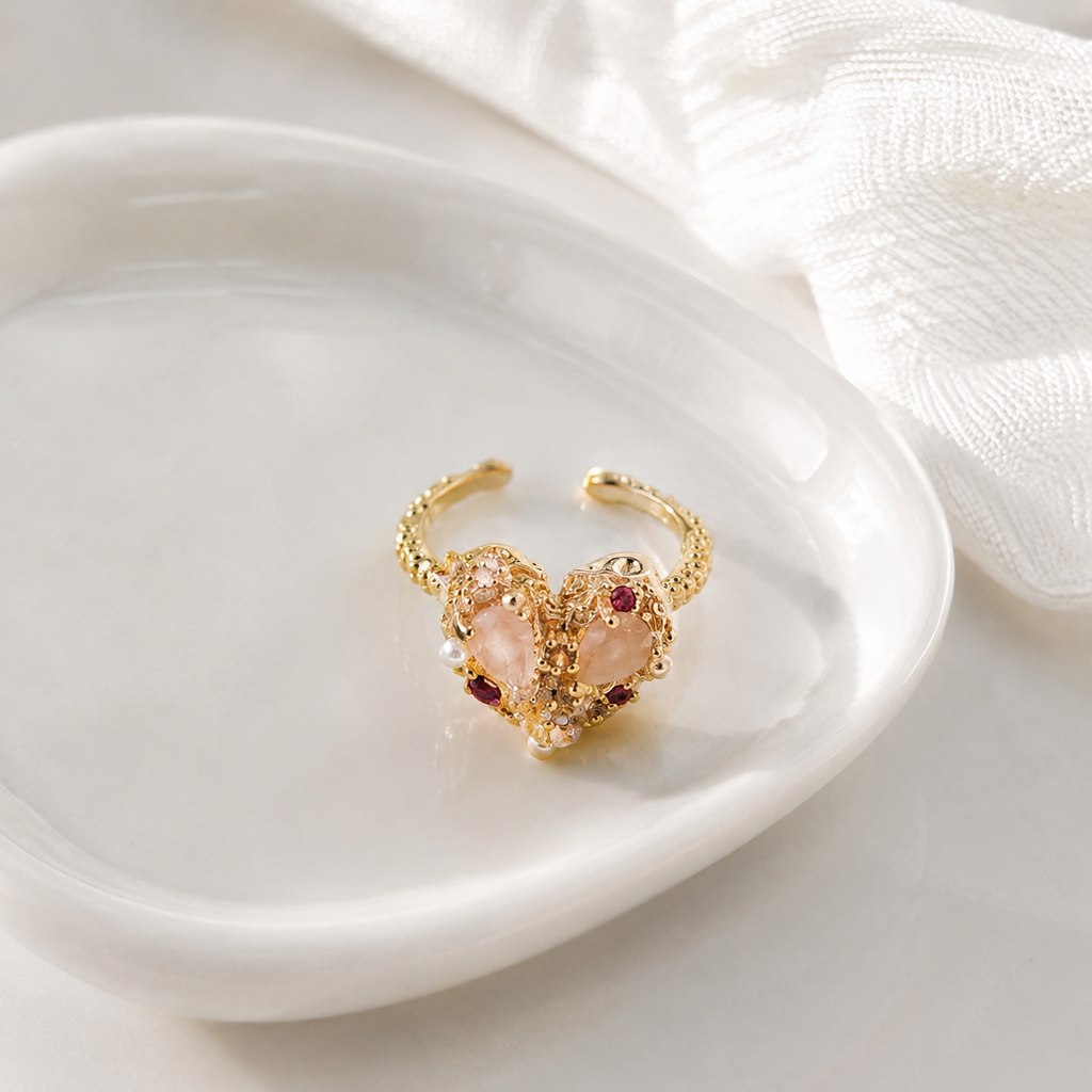 Blush Heart Crystal Ring - image 1