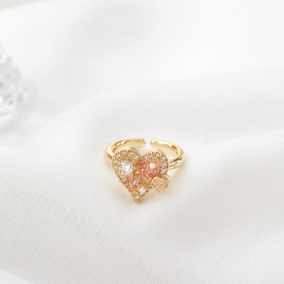 Blush Crystal Heart Ring - image 1