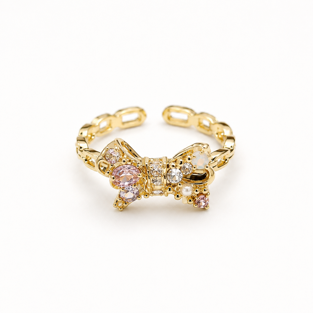 Golden Bow Crystal Ring - image 2