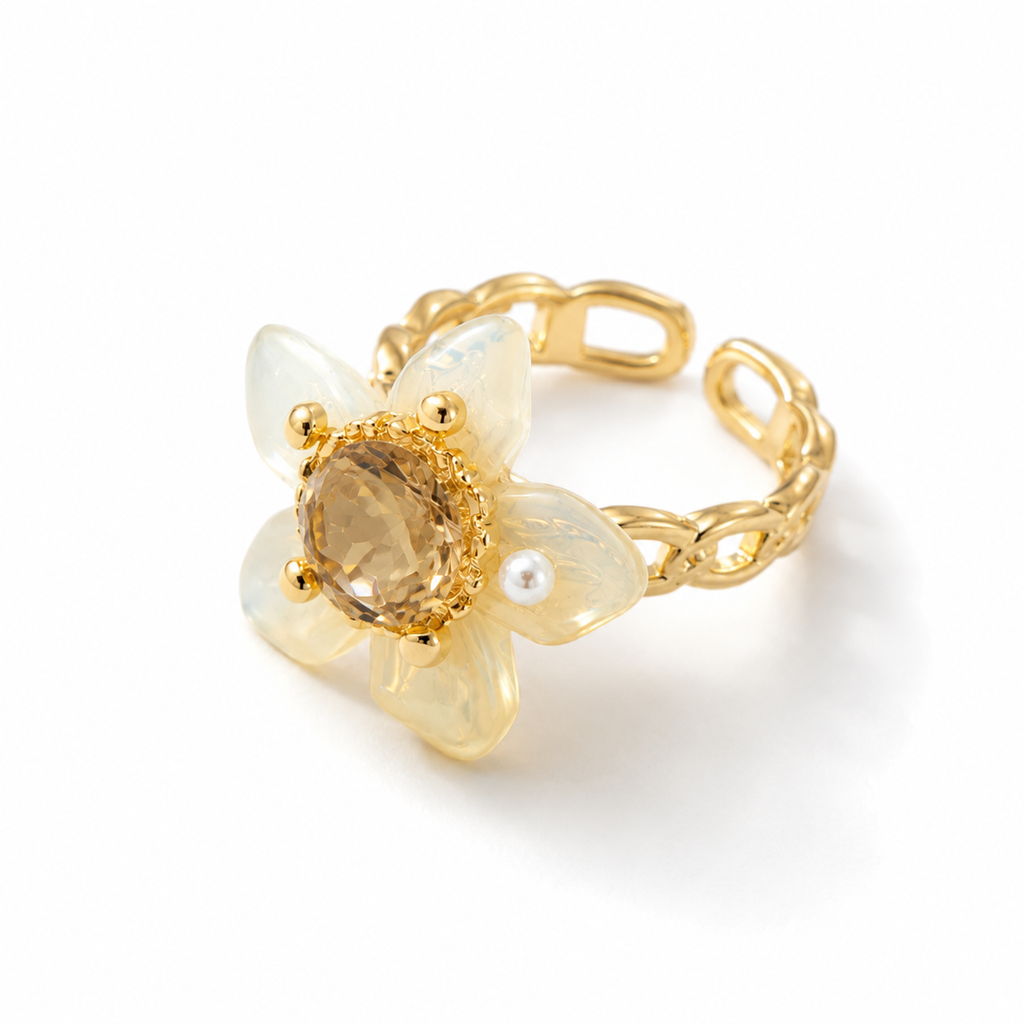 Golden Bloom Crystal Ring - image 2