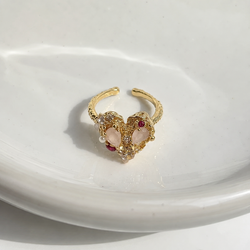 Blush Heart Crystal Ring - image 3