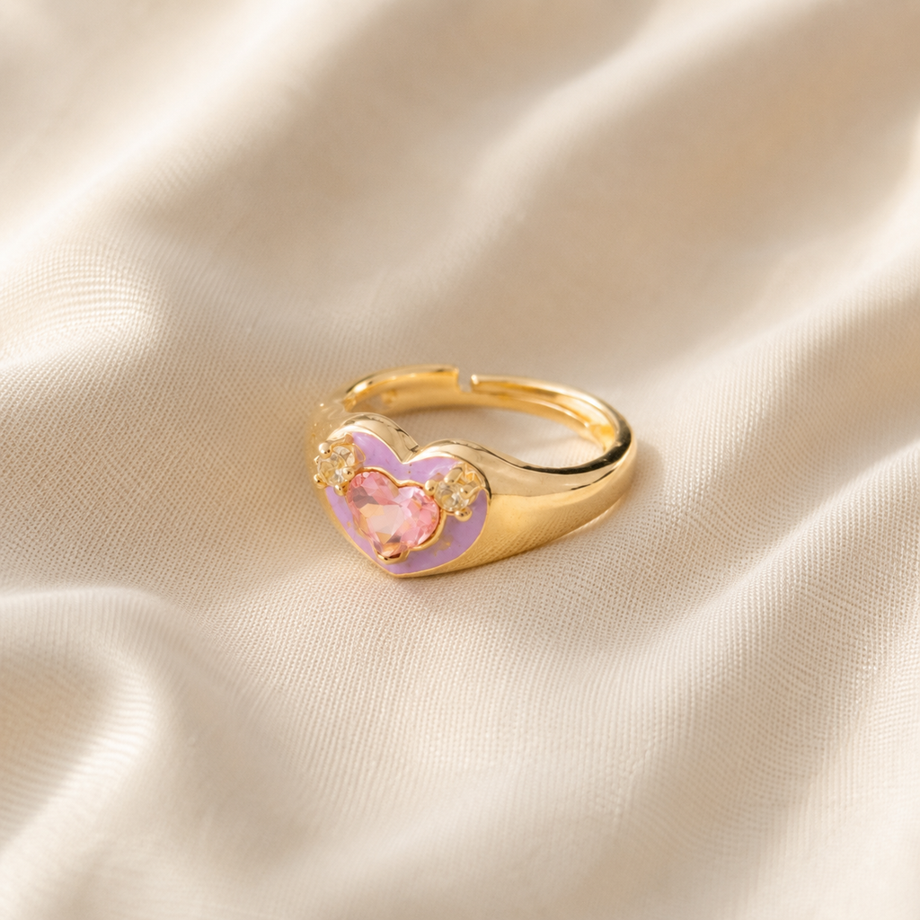 Pink Crystal Butterfly Ring - image 3