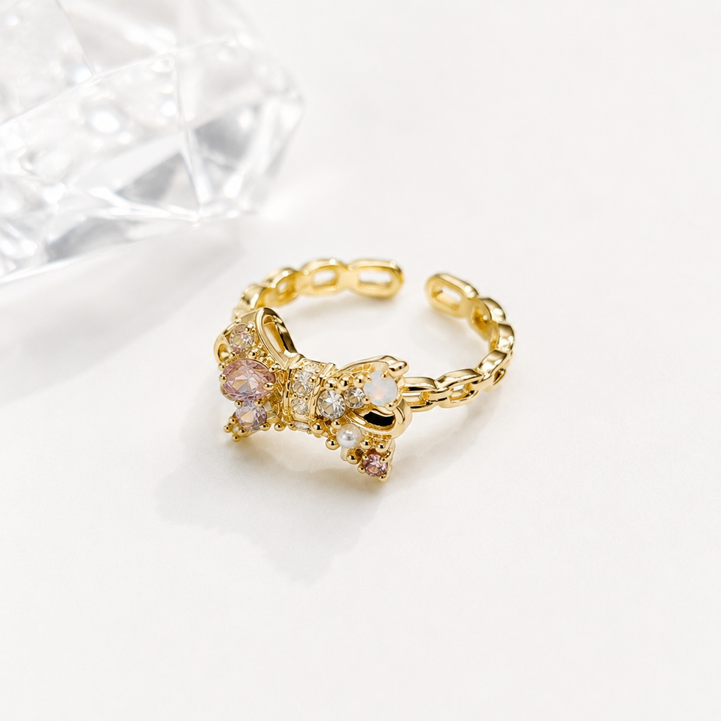 Golden Bow Crystal Ring - image 3