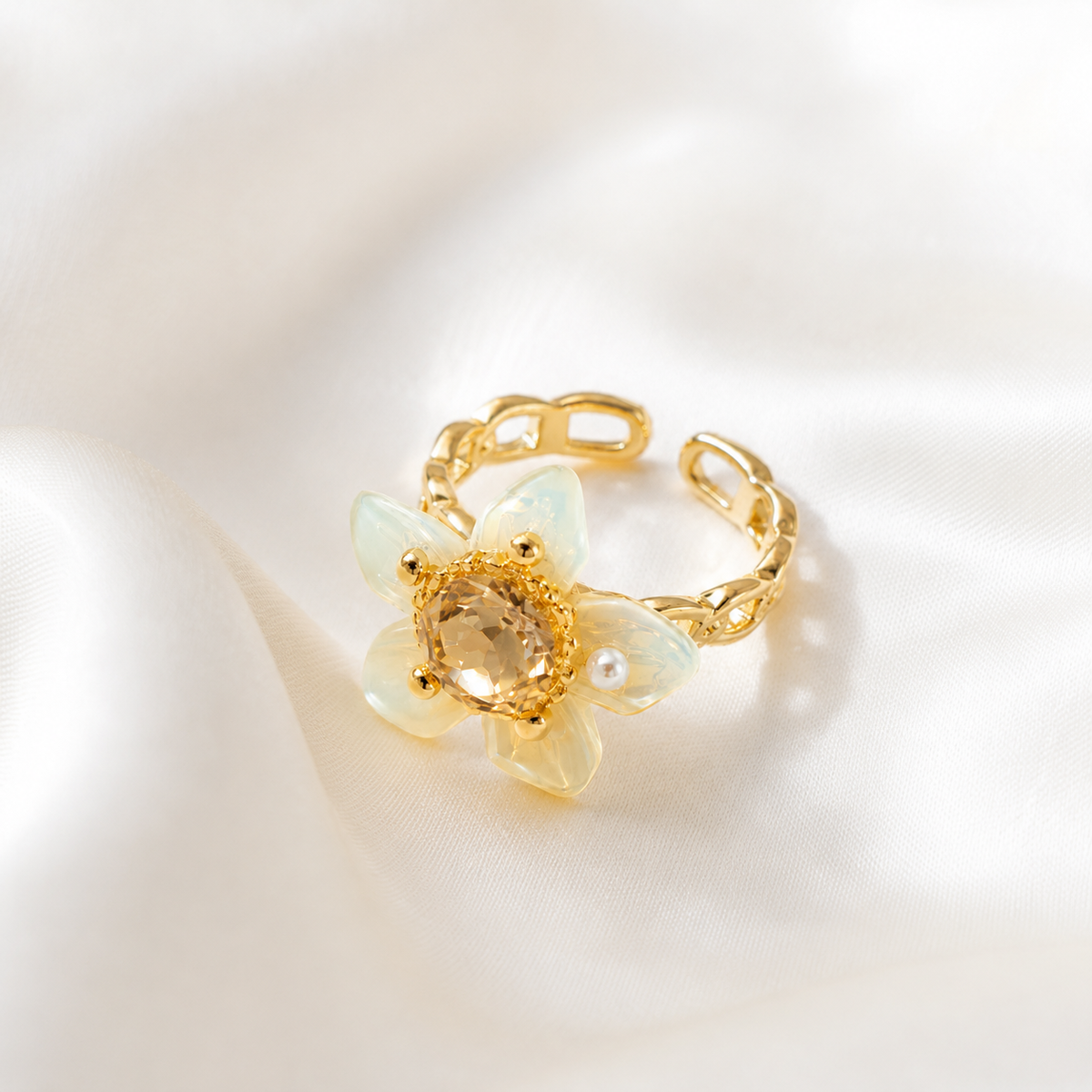 Golden Bloom Crystal Ring - image 3
