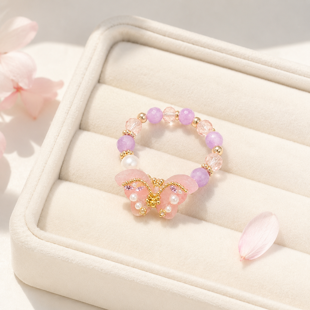 Lavender Butterfly Beaded Bracelet - image 3