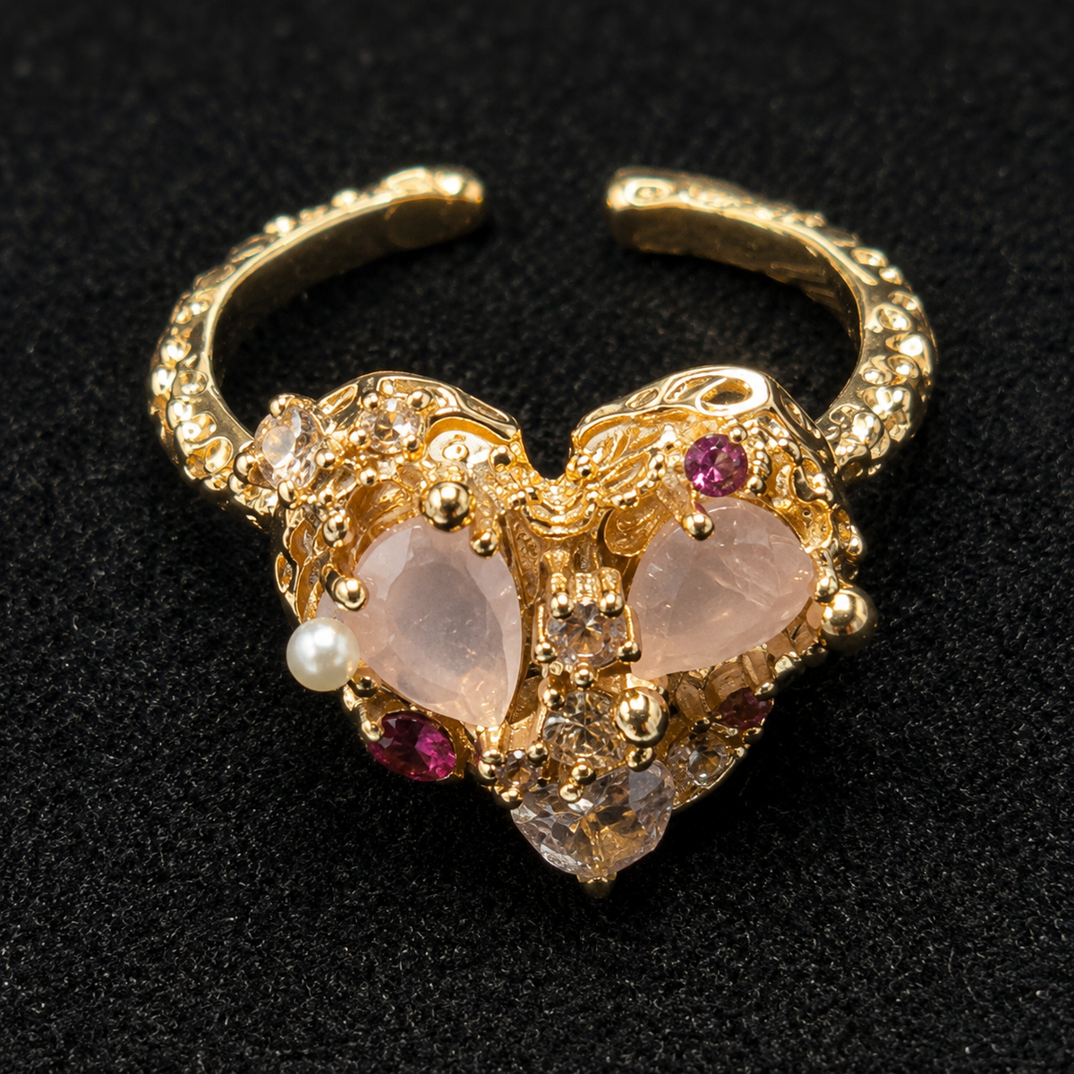 Blush Heart Crystal Ring - image 4