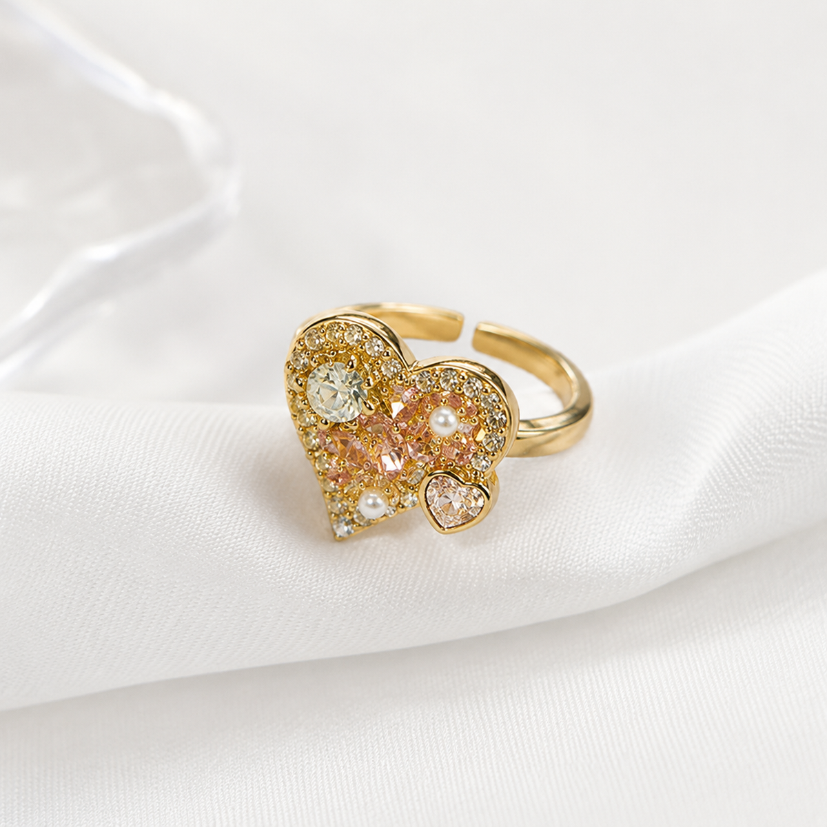 Blush Crystal Heart Ring - image 4