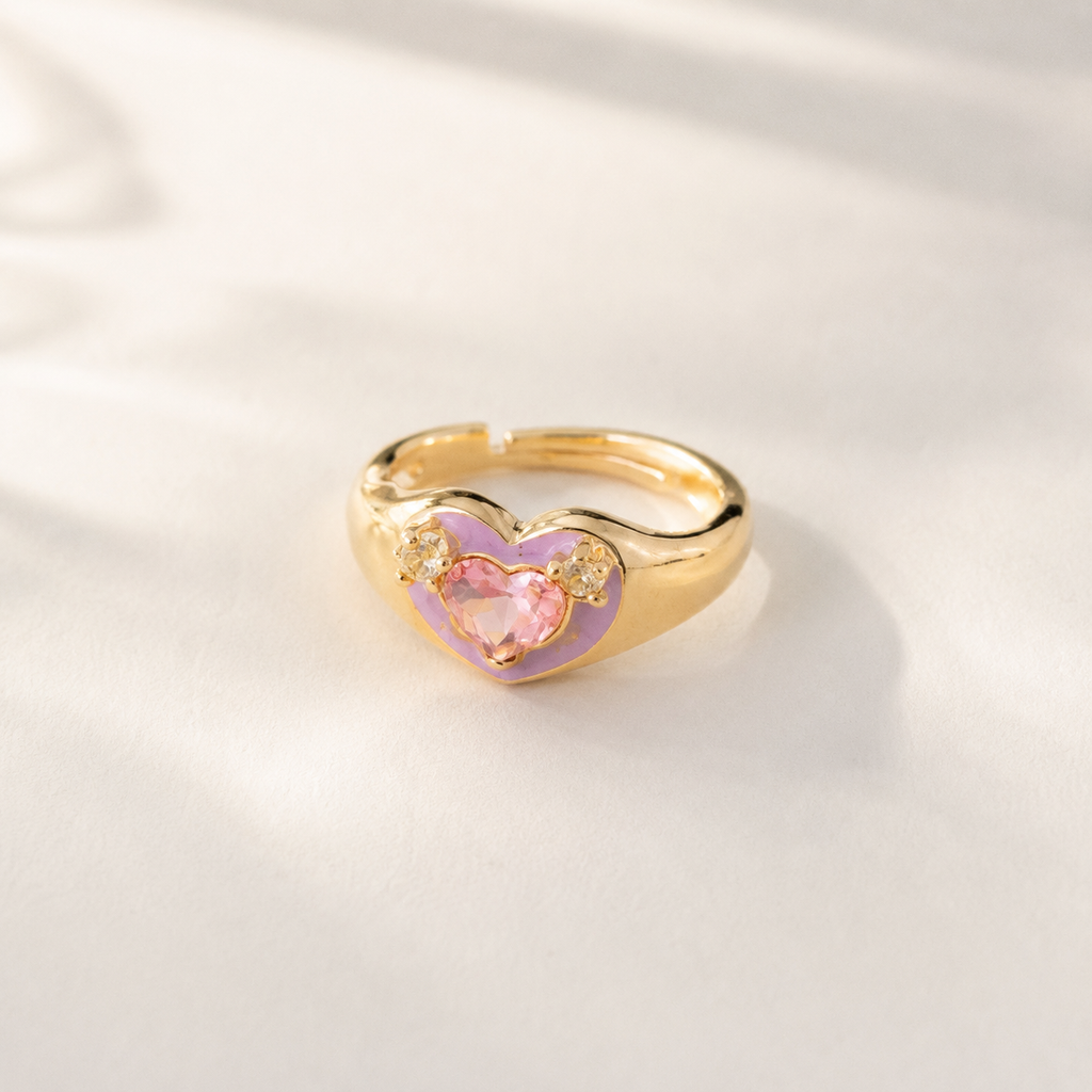 Pink Crystal Butterfly Ring - image 5