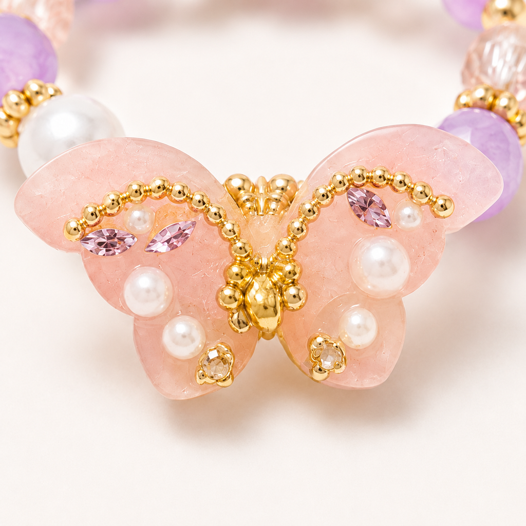 Lavender Butterfly Beaded Bracelet - image 5