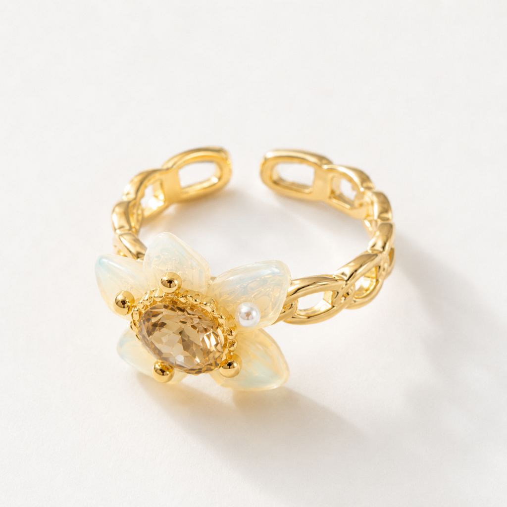 Golden Bloom Crystal Ring - image 5