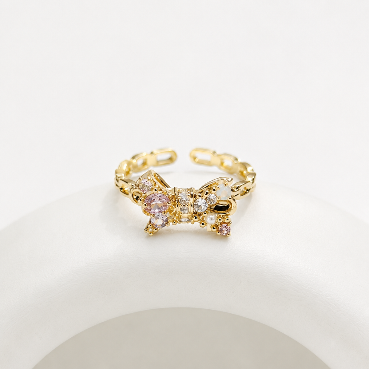 Golden Bow Crystal Ring - image 5
