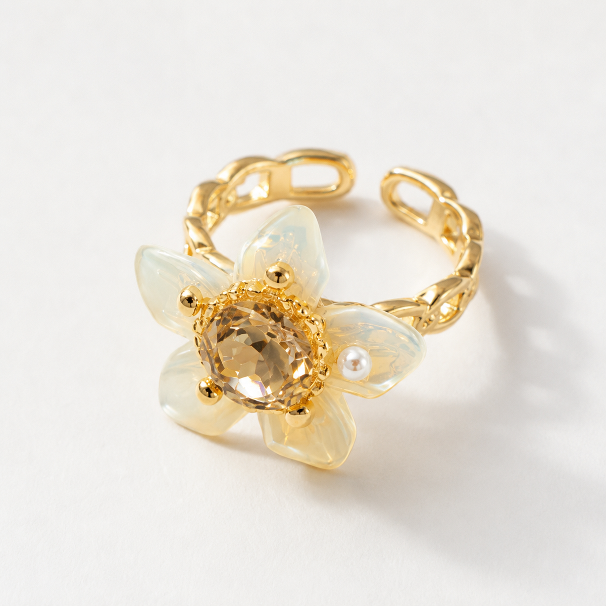 Golden Bloom Crystal Ring - image 6