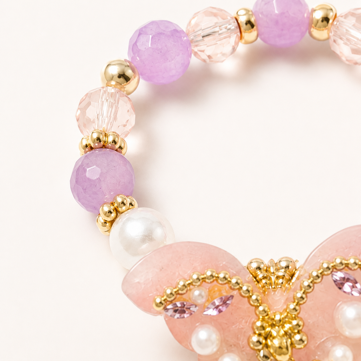 Lavender Butterfly Beaded Bracelet - image 6