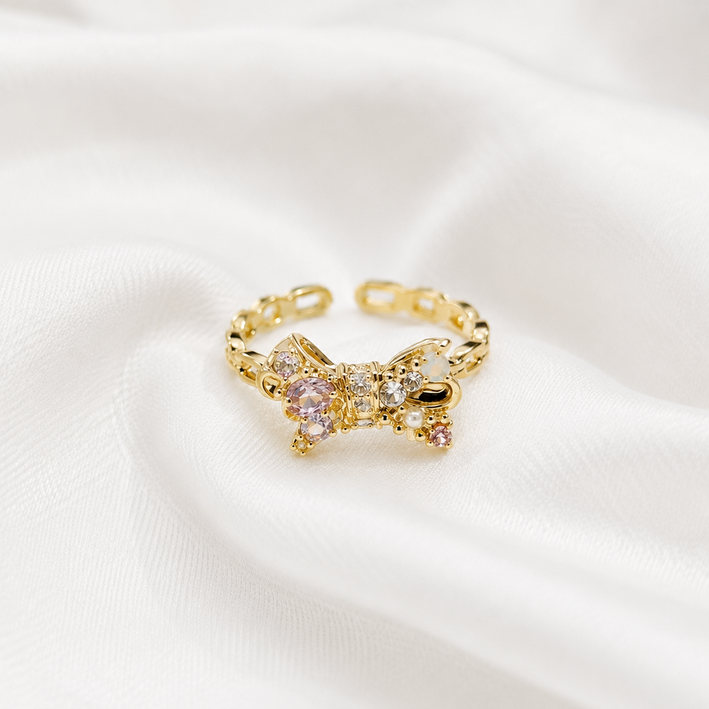 Golden Bow Crystal Ring - image 6