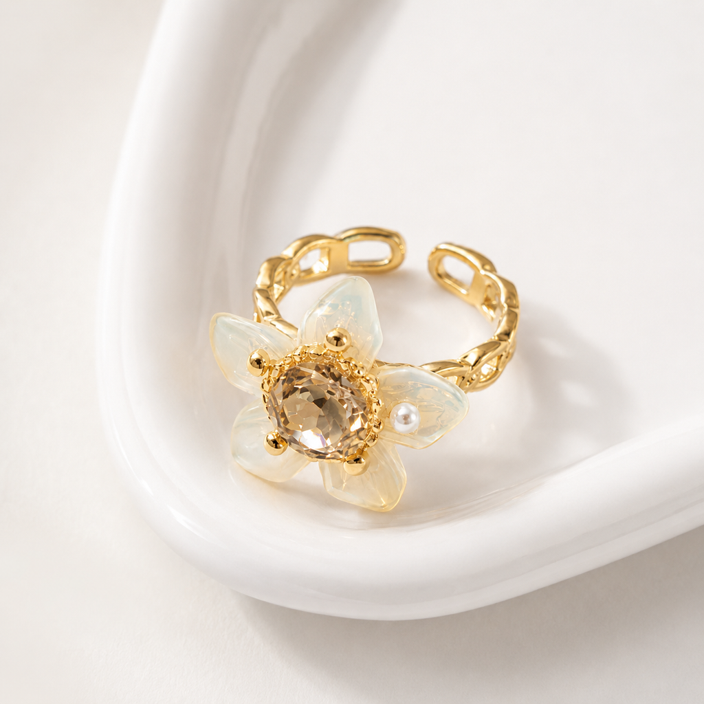 Golden Bloom Crystal Ring - image 7