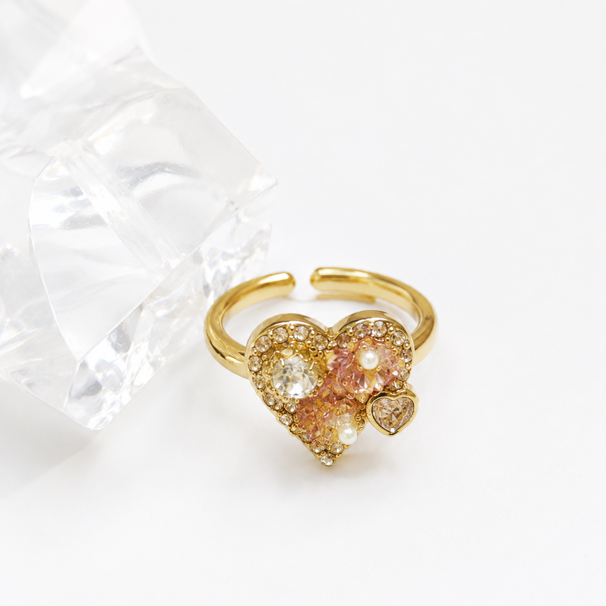 Blush Crystal Heart Ring - image 7