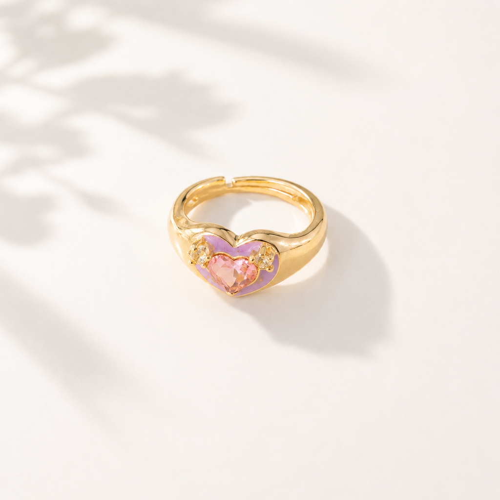 Pink Crystal Butterfly Ring - image 8