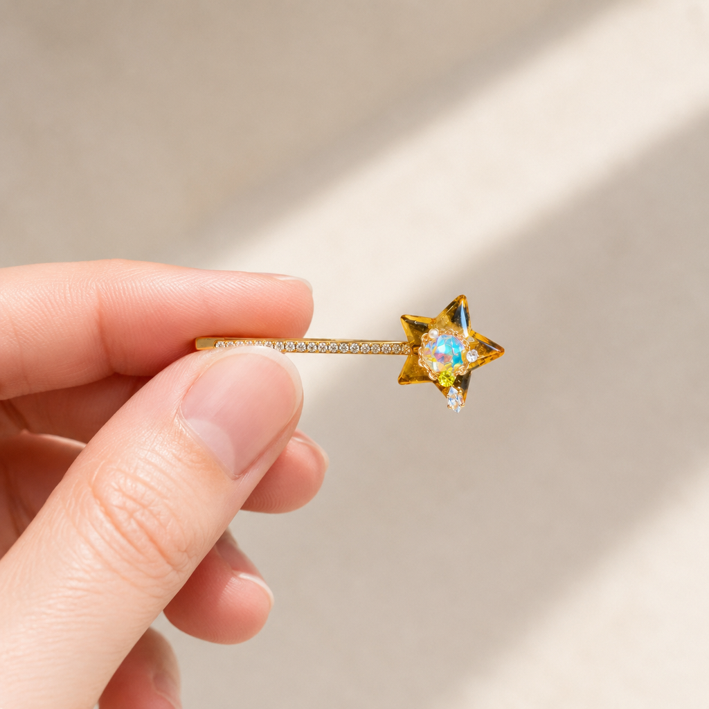Amber Starlight Crystal Hair Pin