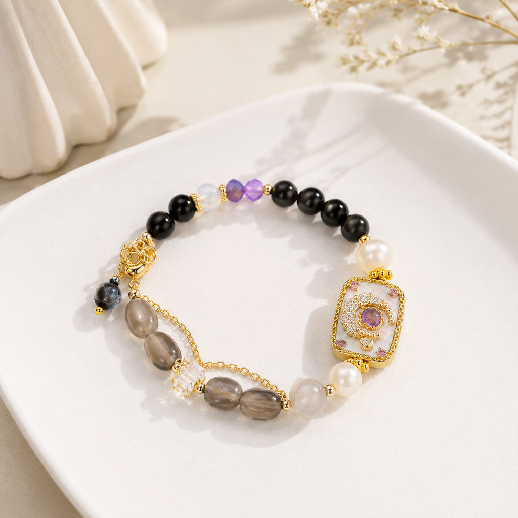 Midnight Amethyst Charm Bracelet