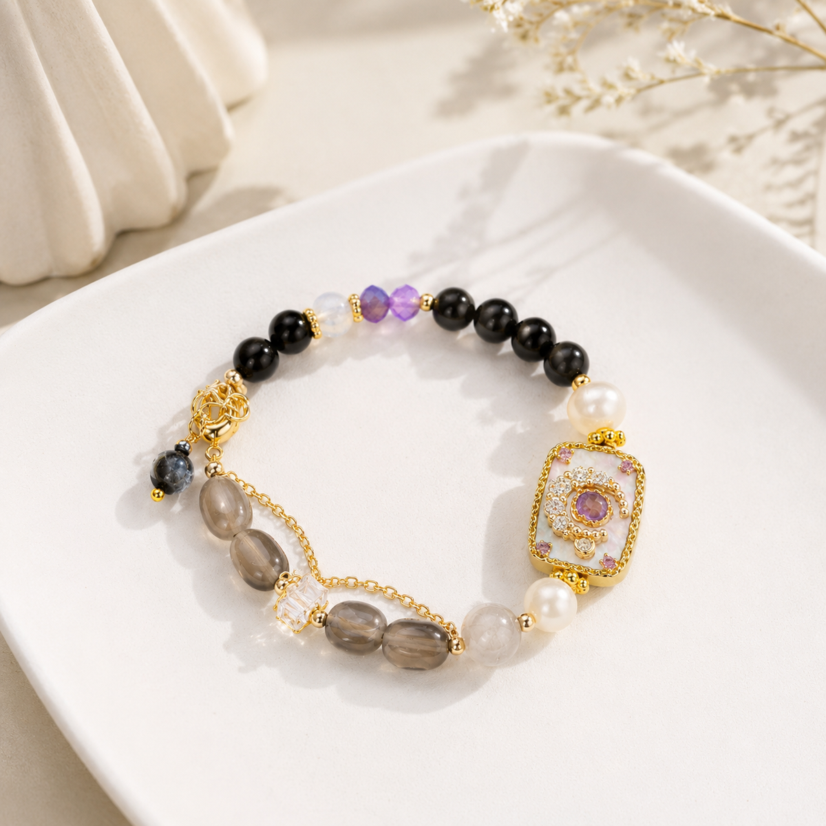 Midnight Amethyst Charm Bracelet