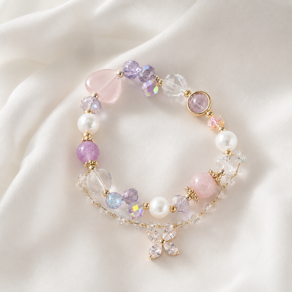 Lavender Butterfly Charm Bracelet