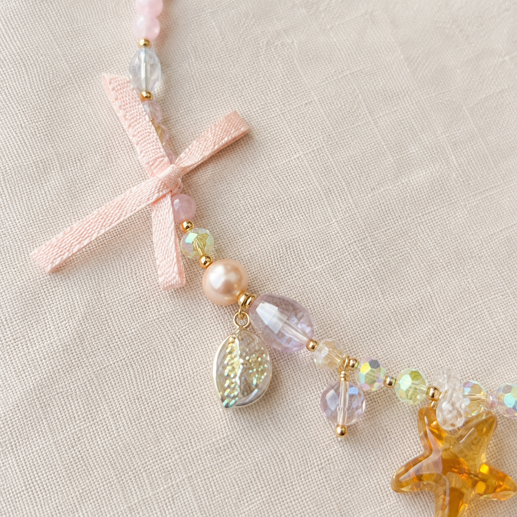 Pink Star Ribbon Necklace