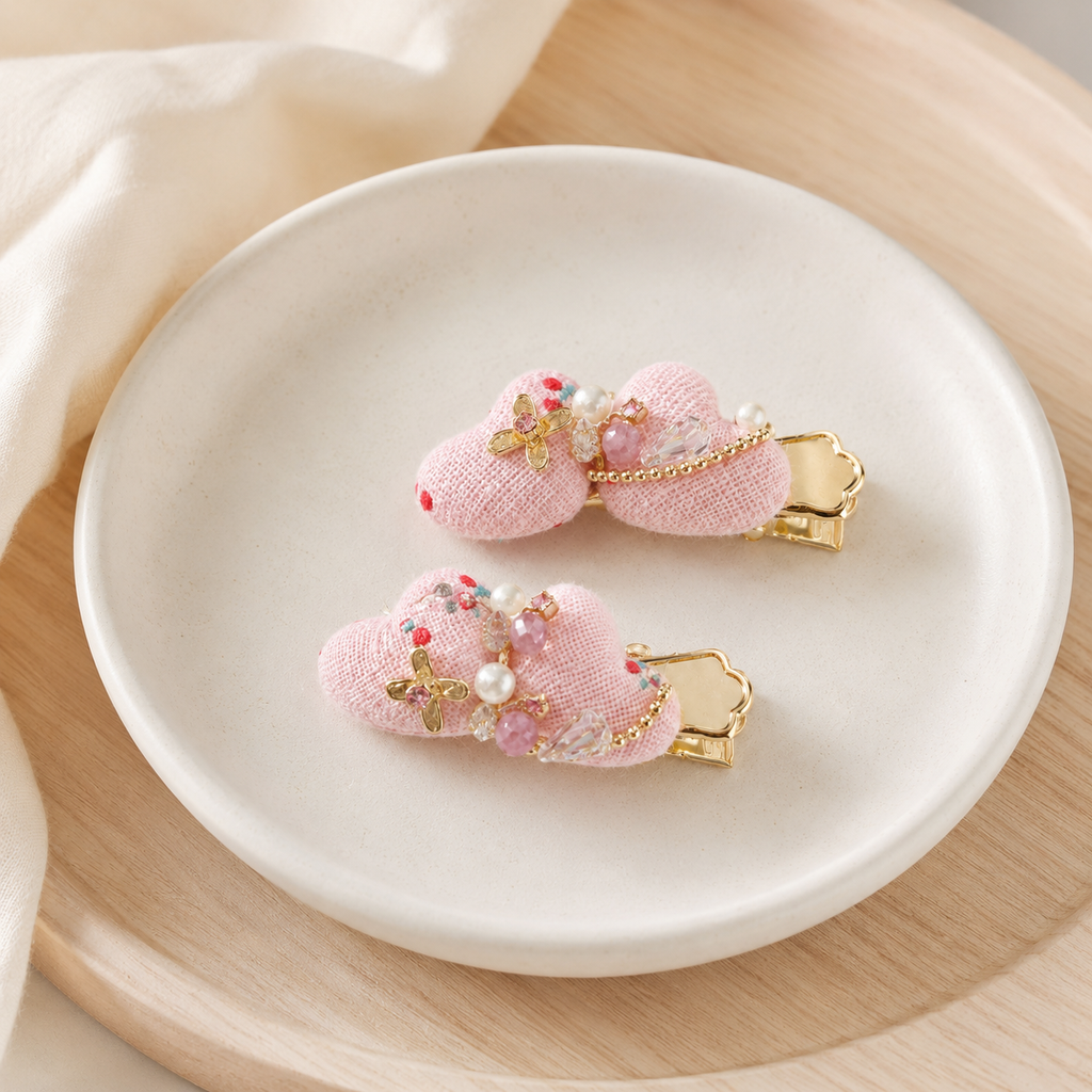 Blush Butterfly Bow Hair Clip Set