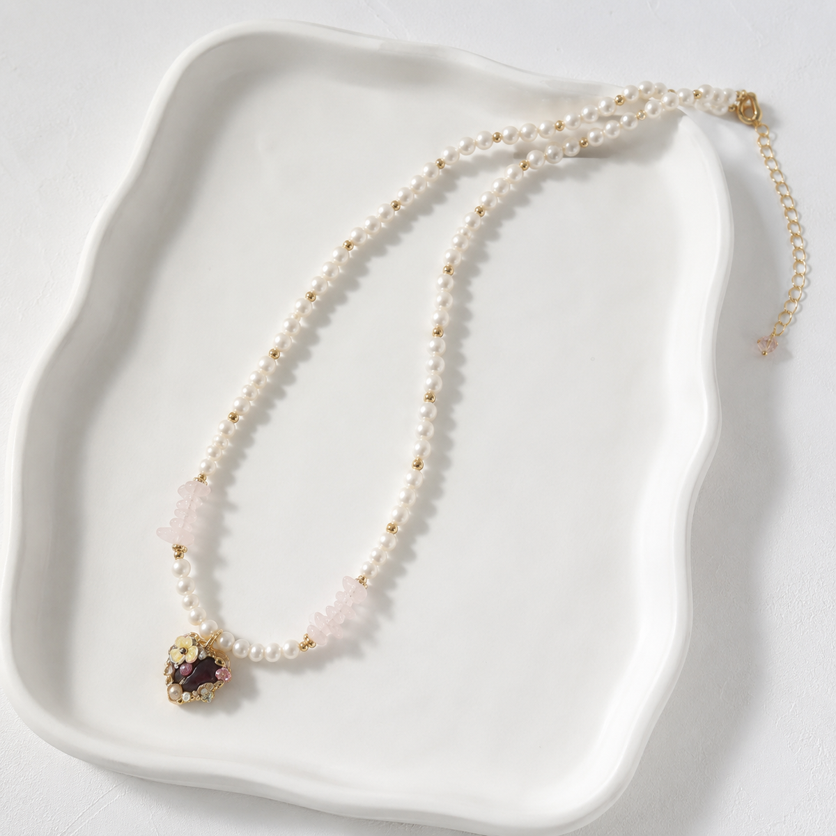 Blush Pearl Heart Pendant Necklace