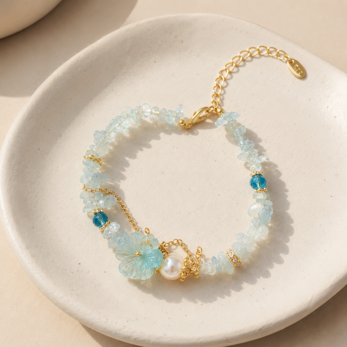 Aqua Blossom Pearl Bracelet