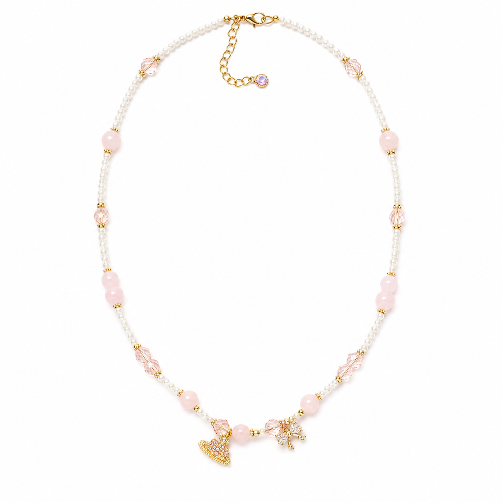 Blush Ribbon Pearl Necklace