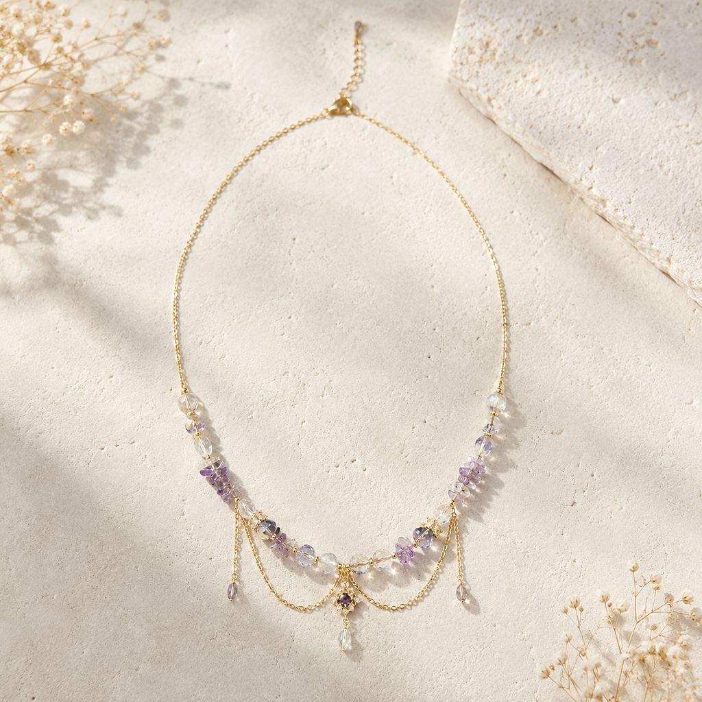 Lavender Veil Crystal Necklace