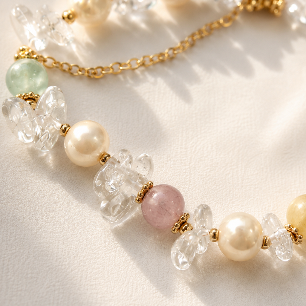 Crystal Garden Pearl Bracelet