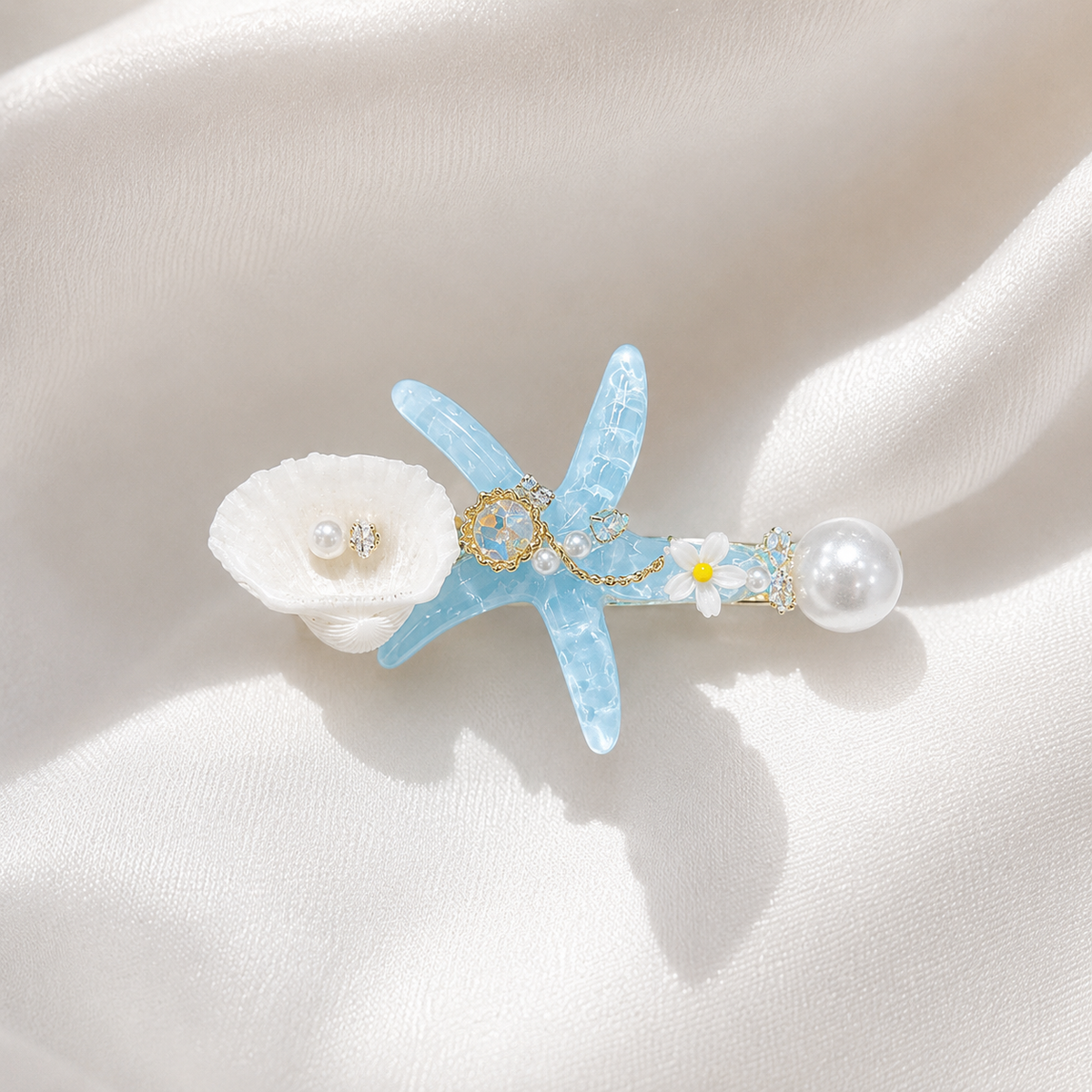 Ocean Starfish Pearl Hair Clip