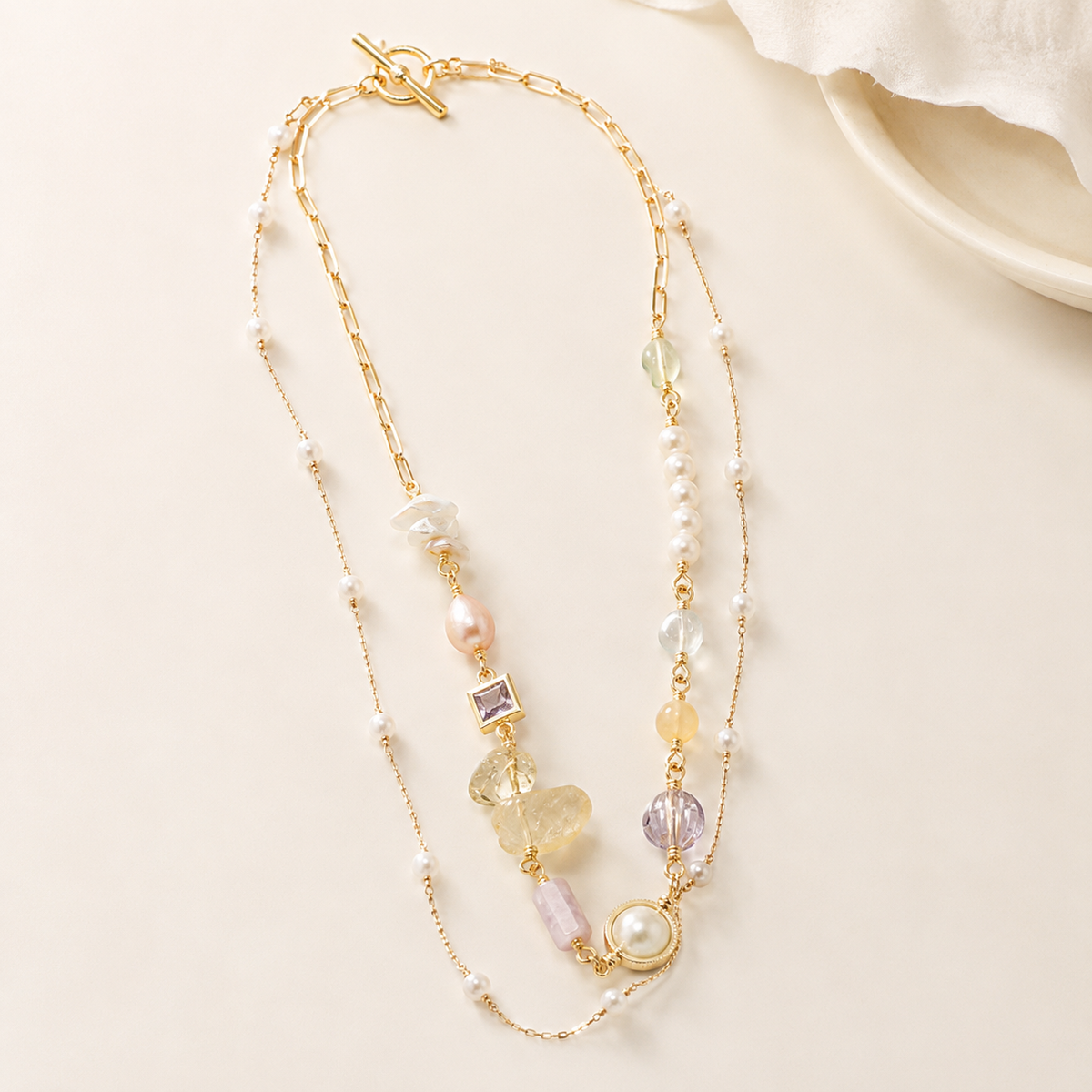 Pastel Orbit Layered Necklace