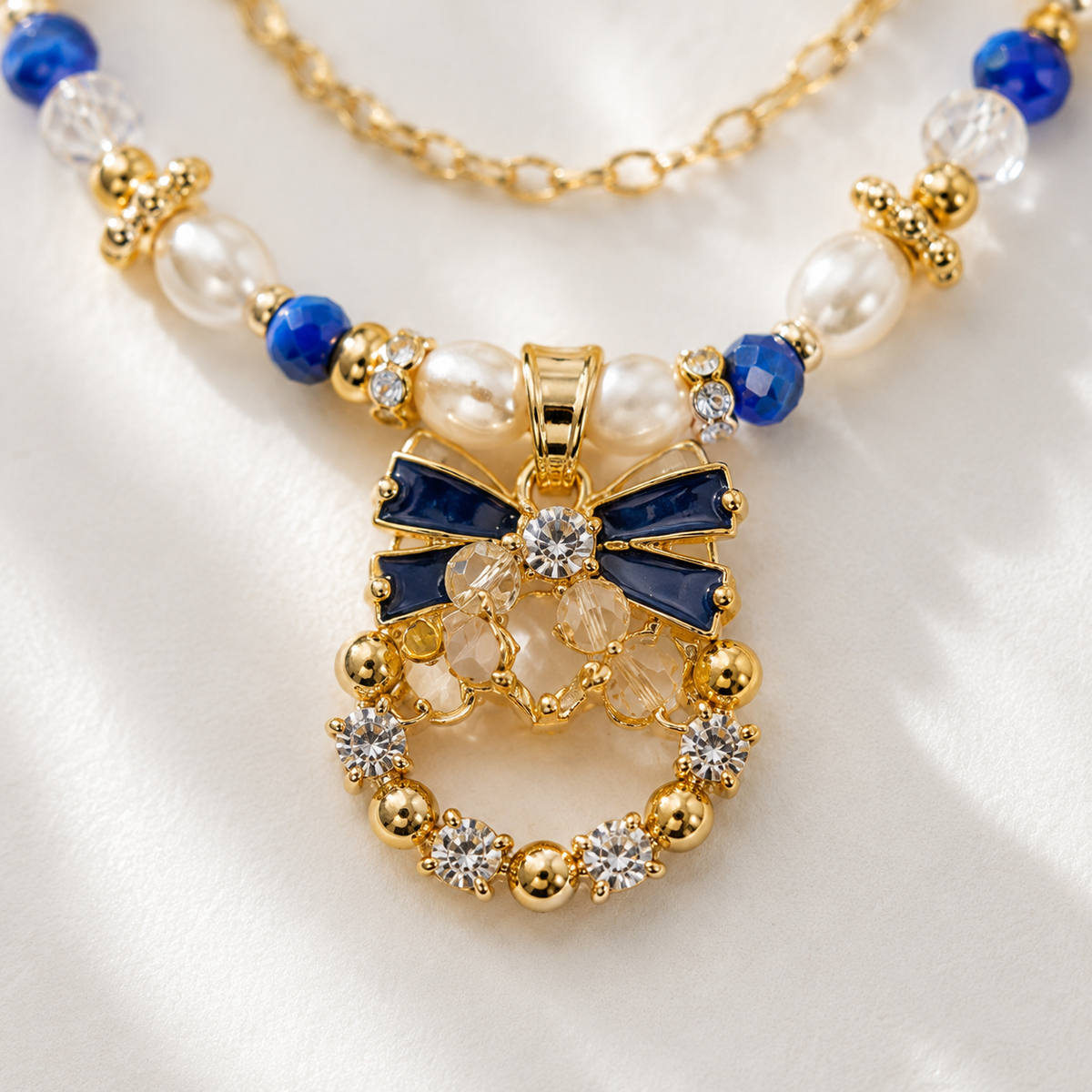 Midnight Bow Pearl Bracelet